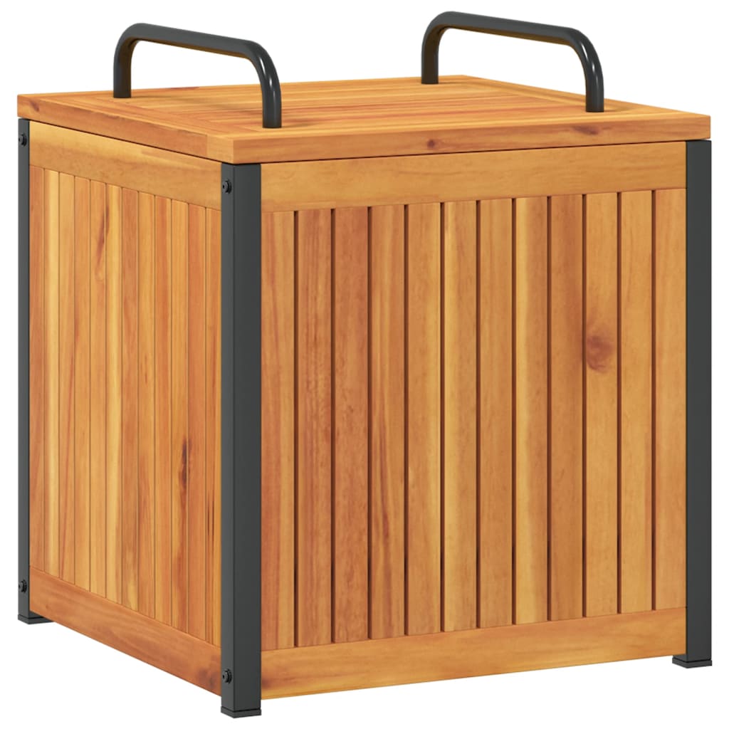 vidaXL Baúl de cojines de jardín acacia maciza y acero en dimensiones 85x45x45/53 cm/45x45x45/53 cm/110x45x42/53 cm | acolchados duraderos para sofás de jardín terraza exterior
