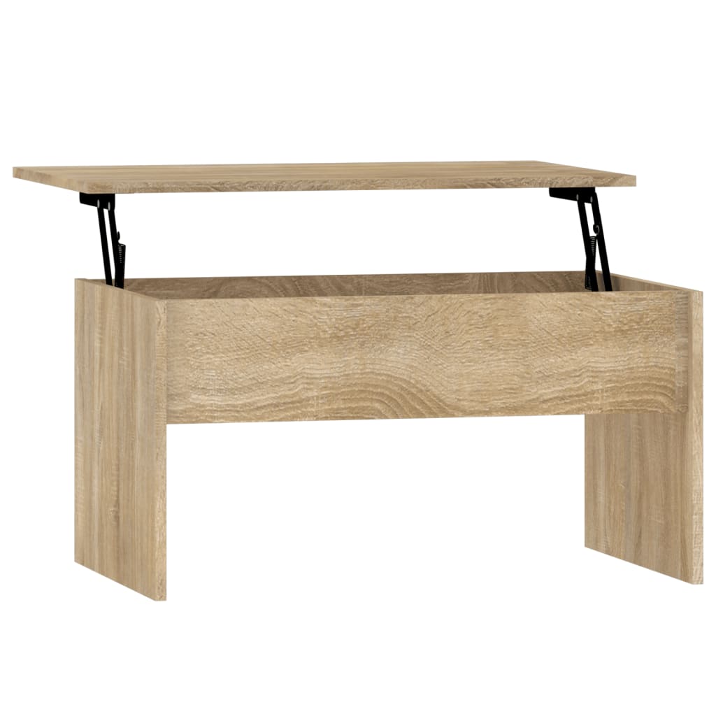 Mesa de Centro Vidaxl Madera Ingeniería 80x50,5x41,5 Cm Blanco, Negro, Roble Sonoma