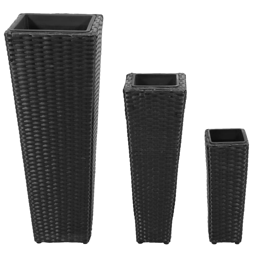 vidaXL Maceteros elevados de jardín 3 unidades ratán sintético Color Gris,  Negro,  Marrón y mas