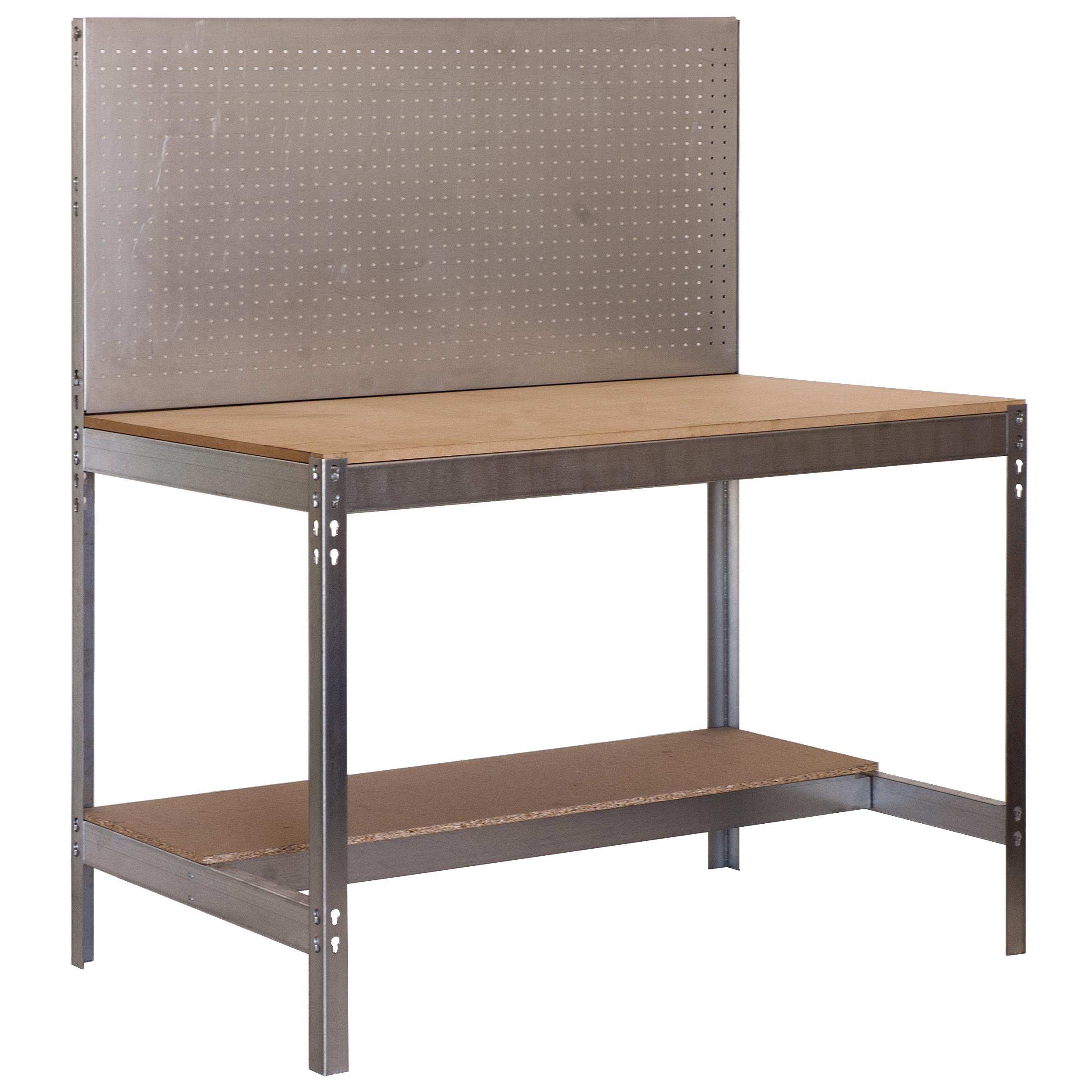 SimonRack Banco de Trabajo Taller, Capacidad Carga 400 kg, 1445x910x610 mm, Mesa de Trabajo, Galvanizado/Madera - BT2