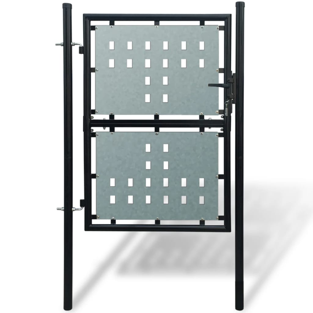vidaXL Verja Negra con Puerta Entrada con 3 Llaves Jardín Seguridad Dimensiones 100 x 125 cm,  100 x 150 cm,  100 x 175 cm y mas