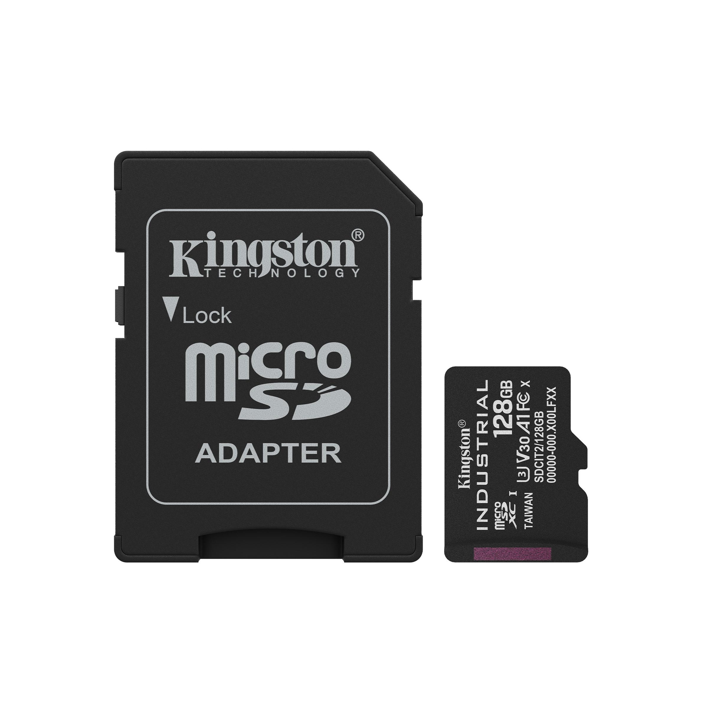 Kingston Technology Tarjeta 128GB microSDXC Industrial C10 A1 pSLC + adaptador SD
