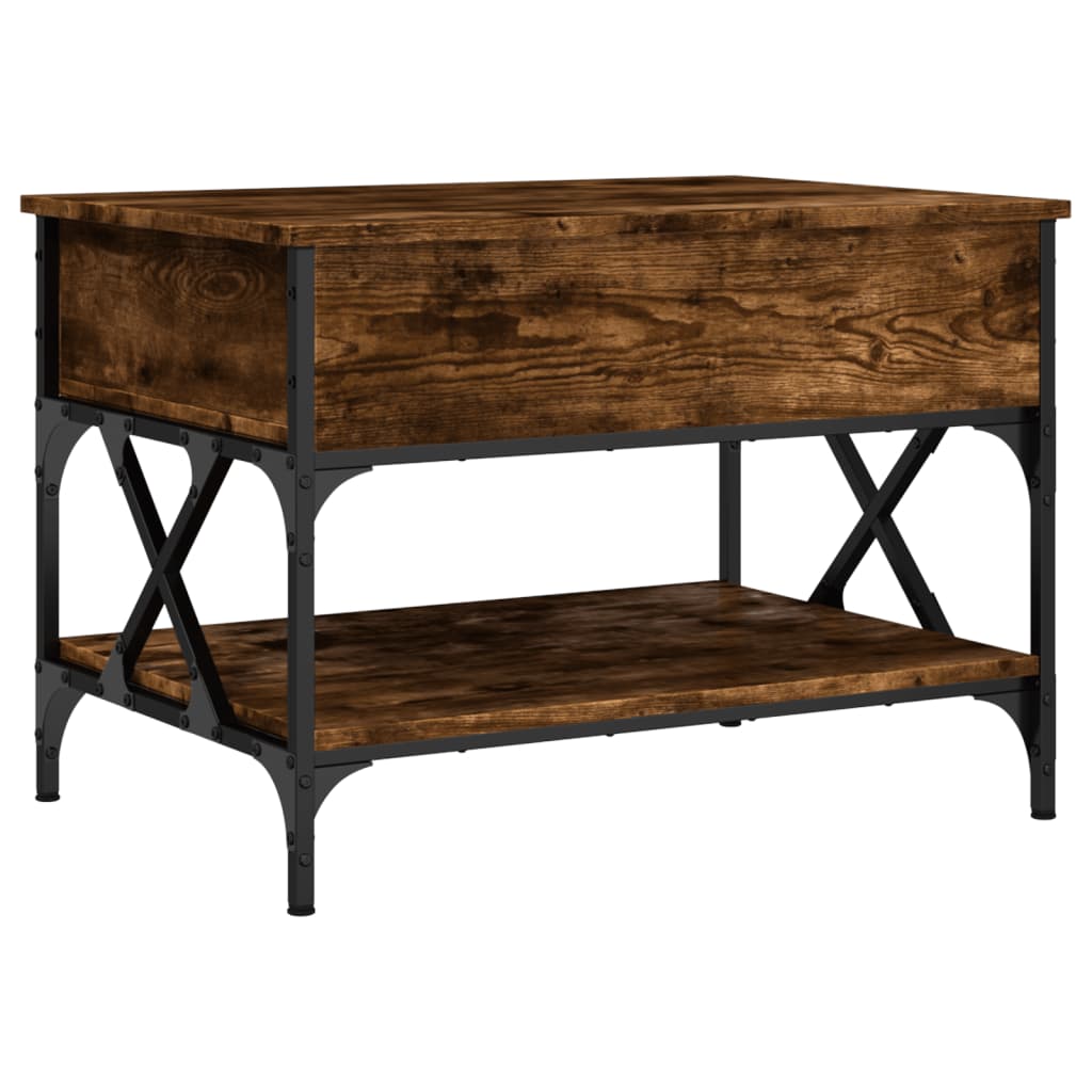 Vidaxl Mesa de Centro Madera Ingeniería Metal 70x50x50 Cm Negro - Roble Sonoma - Roble Ahumado - Mesita de Salón o Comedor