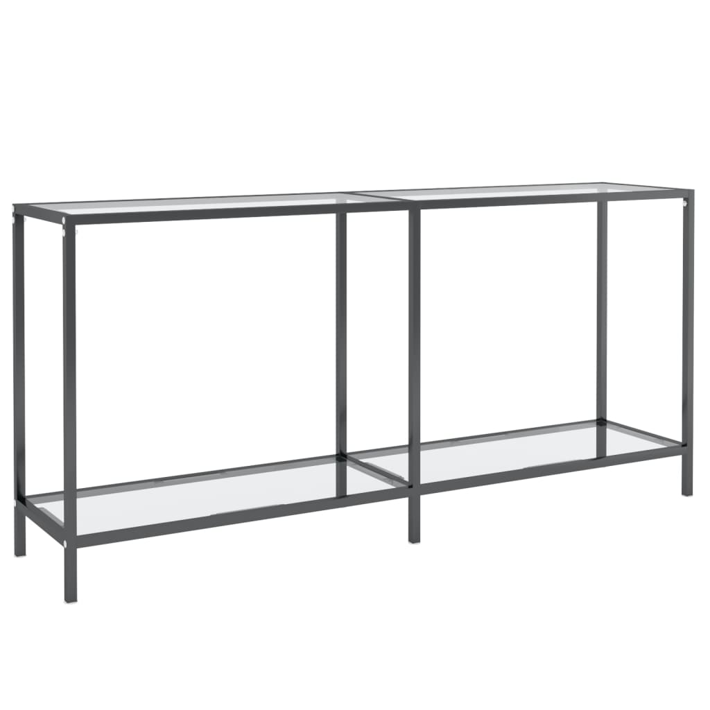 Vidaxl Mesa Consola Vidrio Templado 160x35x75,5 Cm Transparente Negro Mármol Blanco