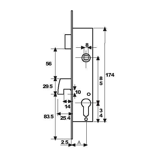 Cerradura puerta metal TESA 2240/25/3AI
