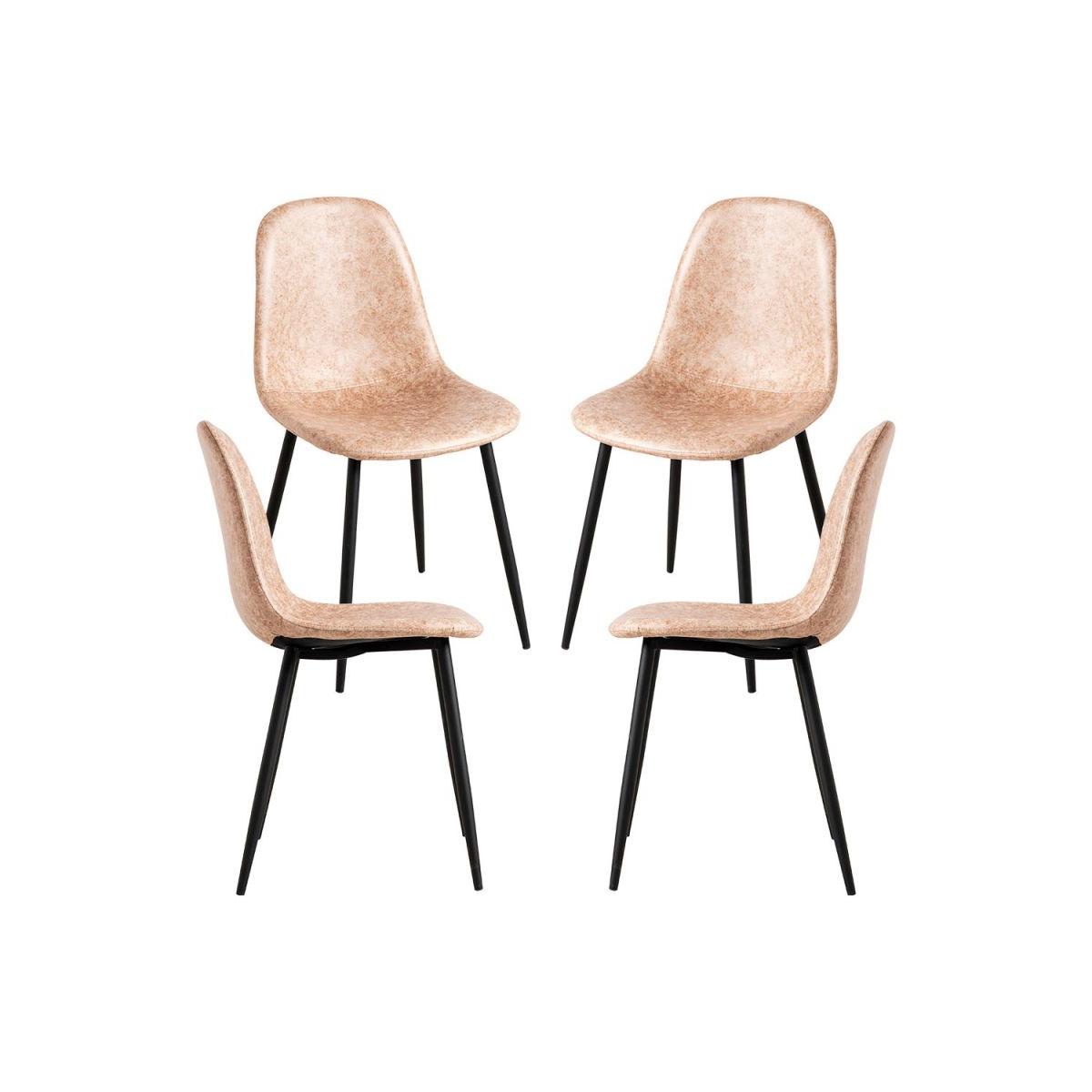 Regalos Miguel - Packs Sillas Comedor - Pack 4 Sillas Black Teok Polipiel - Beige Vintage