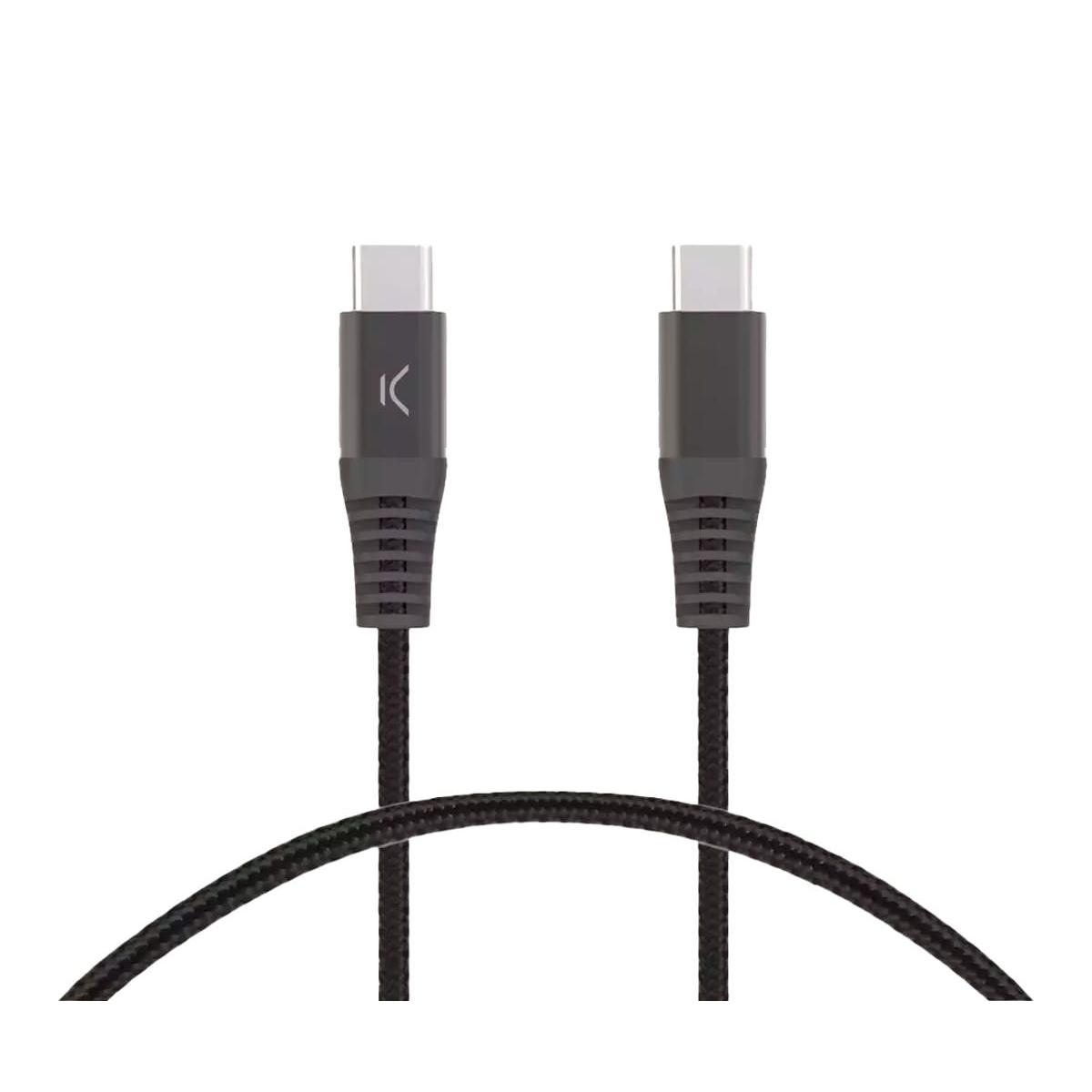 KSIX BXCUCC2T5 Negro / Cable de carga y datos 2 metros / USB-C a USB-C / Carga ultrarrápida 60W