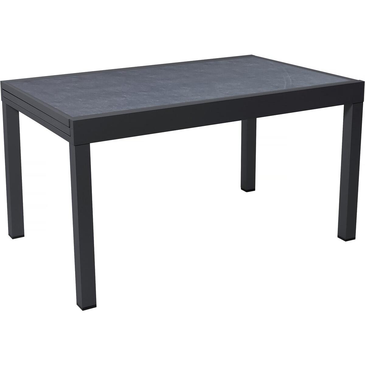 Habitat y Jardin - Mesa de jardín de aluminio extensible "Lagos" - 140/280 x 90 x 76 cm - Negro