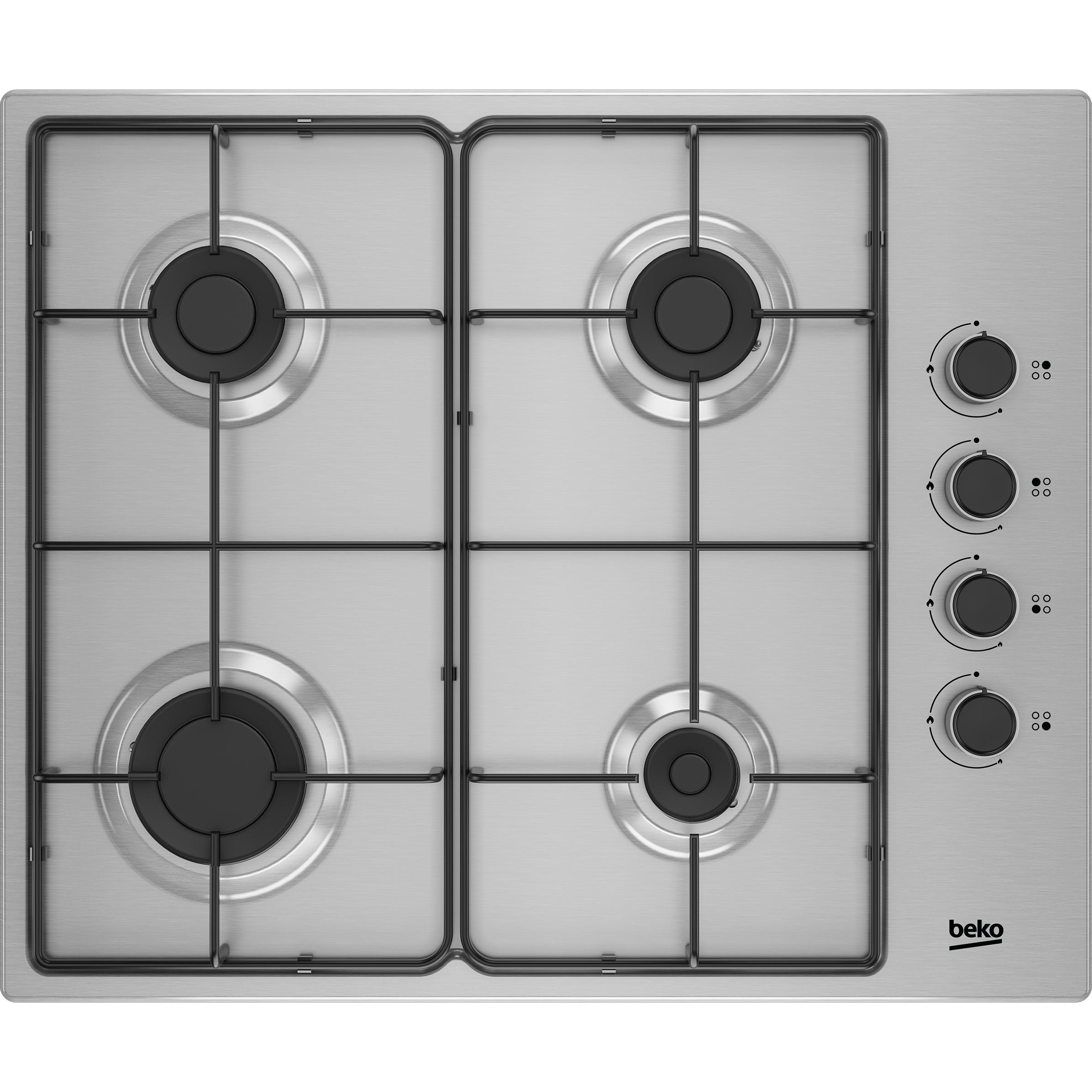 Encimera de gas 4 fuegos 60cm Beko HIGG64103SX Butano