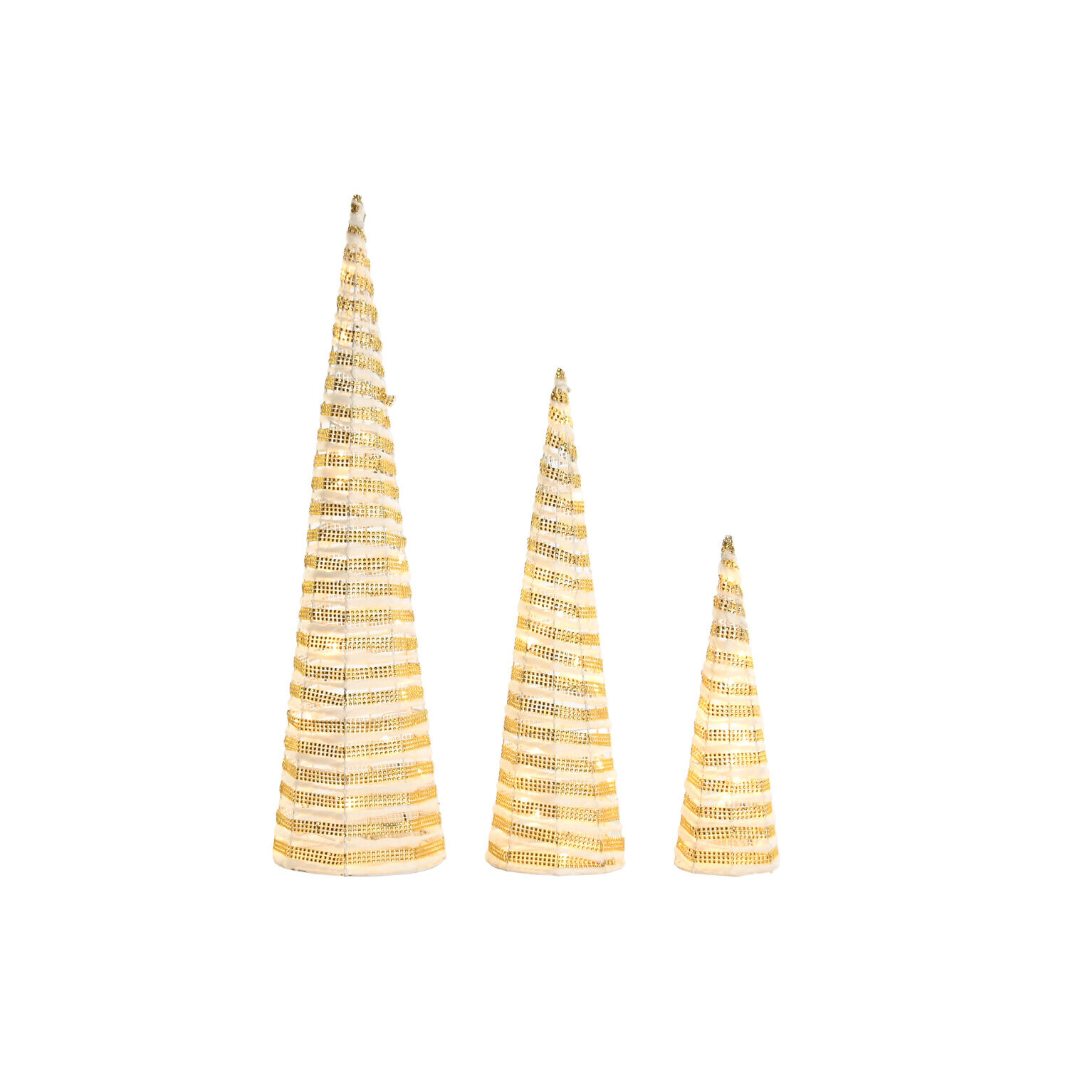 Cono set 3 led ratan 20x20x80 blanco , Navidad moderna. La mejor decoración de navidad para tu hogar.