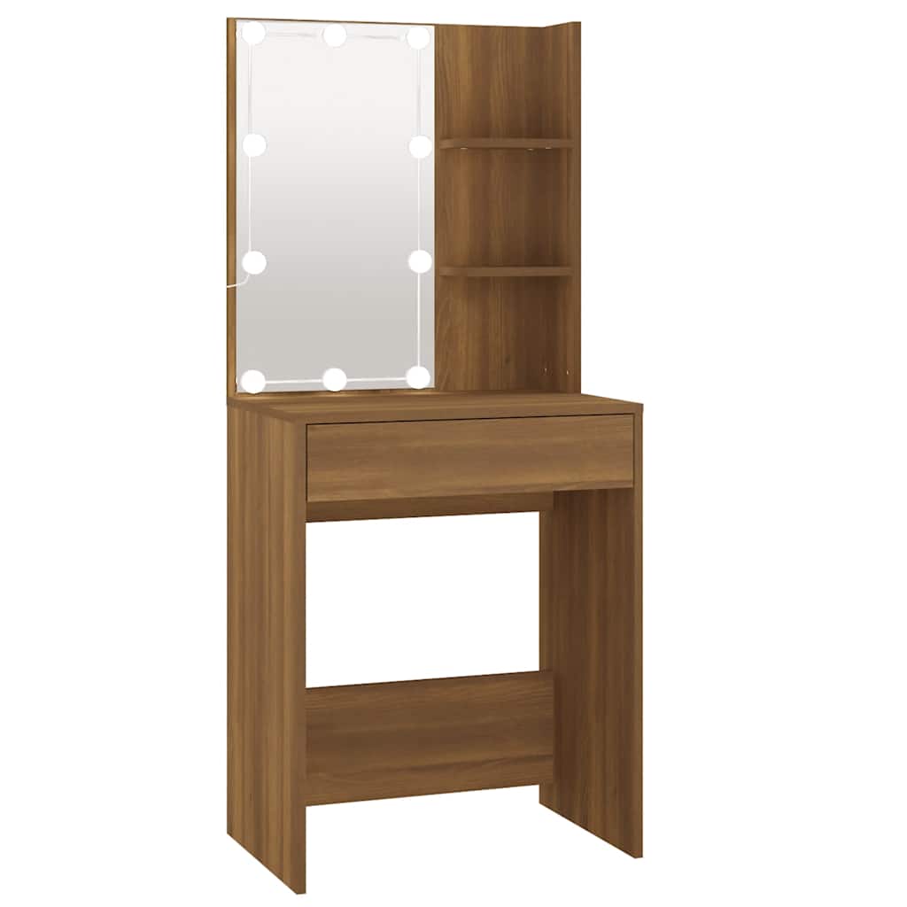 vidaXL Tocador con LED color 60x40x140 cm en color Roble Sonoma/Gris sonoma/Madera antigua y más