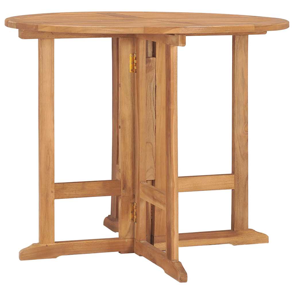 vidaXL Mesa de comedor plegable para jardín madera de teca Ø90x75 cm