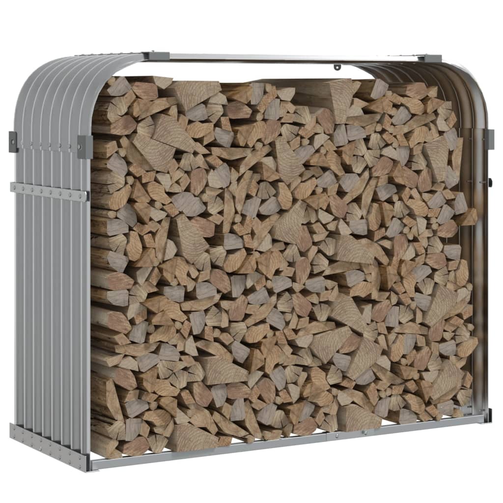vidaXL Leñero Estante Almacenaje Leñas Chimenea Acero Galvanizado Color Antracita,  Gris claro,  Marrón y mas