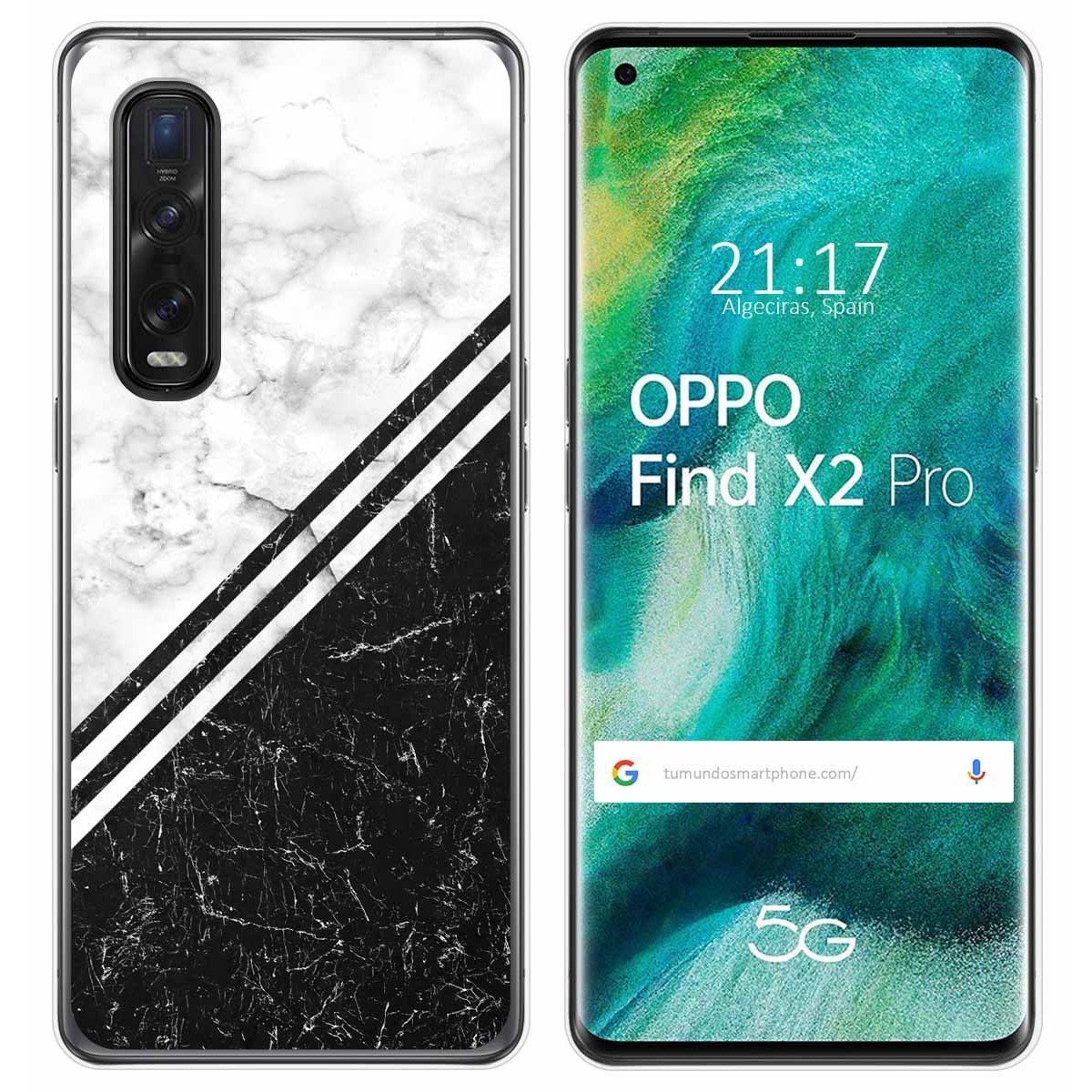 Tumundosmartphone Funda Gel Tpu para Oppo Find X2 Pro diseño Mármol 01 Dibujos