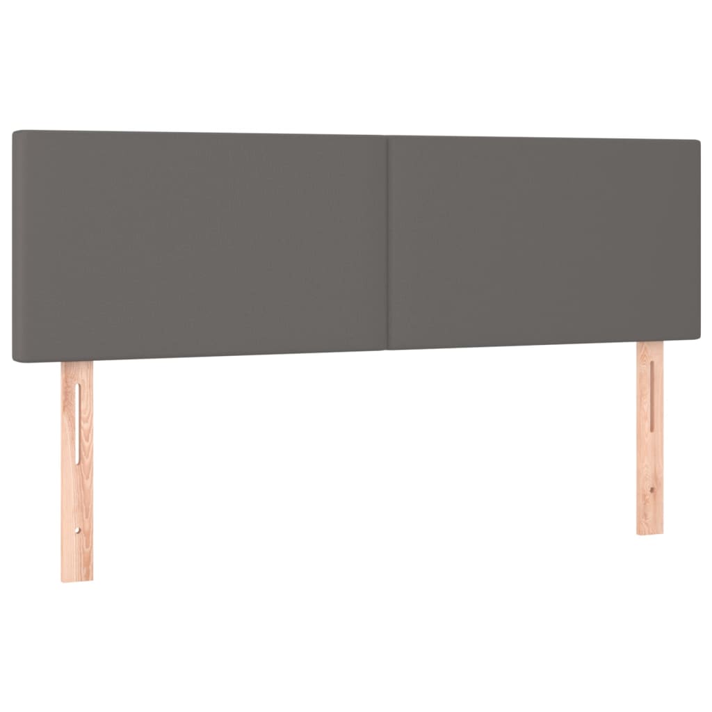 vidaXL Cabecero con LED cuero sintético gris 144x5x78/88 cm