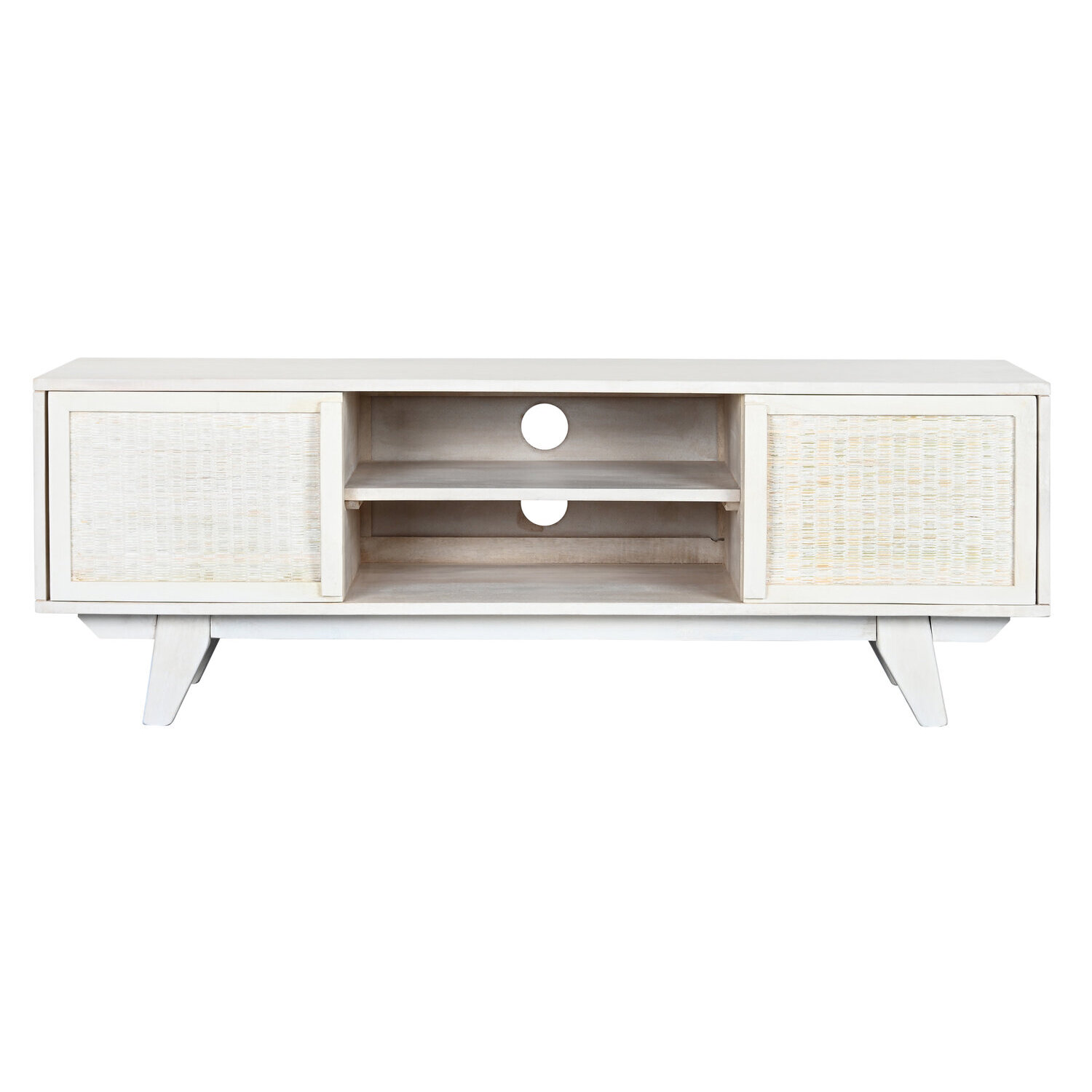 Mueble tv mango ratan 128x40x45 blanco roto , El mejor complemento para tu hogar.