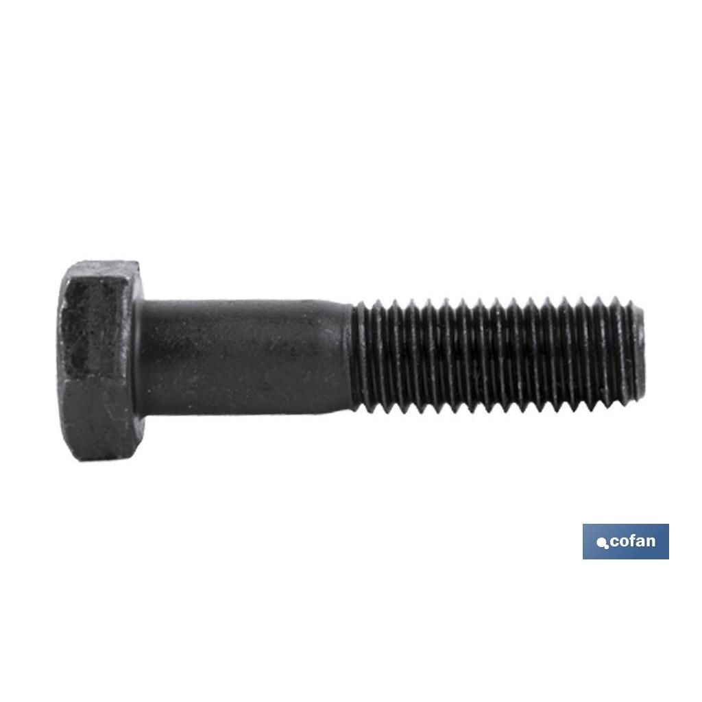 Tornillo Cofan Cabeza Hexagonal DIN-931, Rosca Parcial, Clase 8.8, Negro - Pack 5