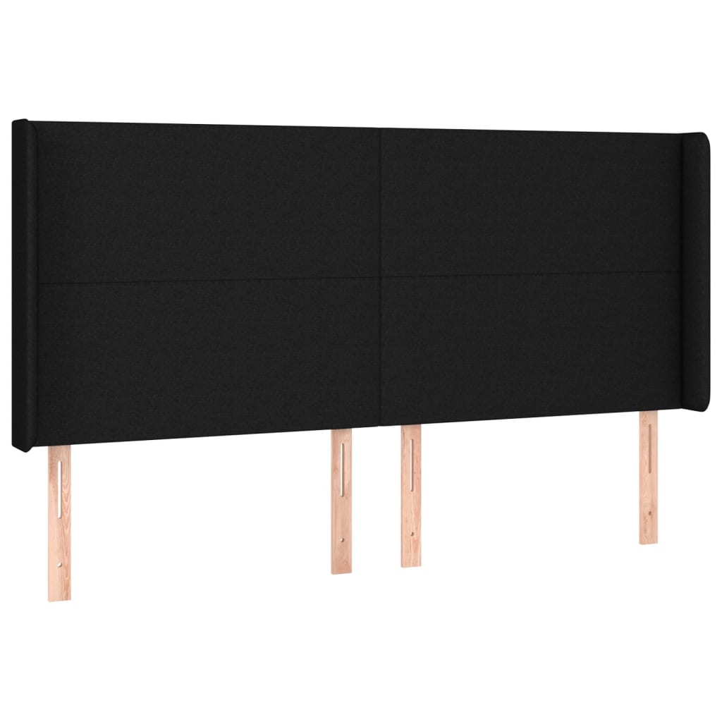 vidaXL Cabecero con LED de tela negro 203x16x118/128 cm