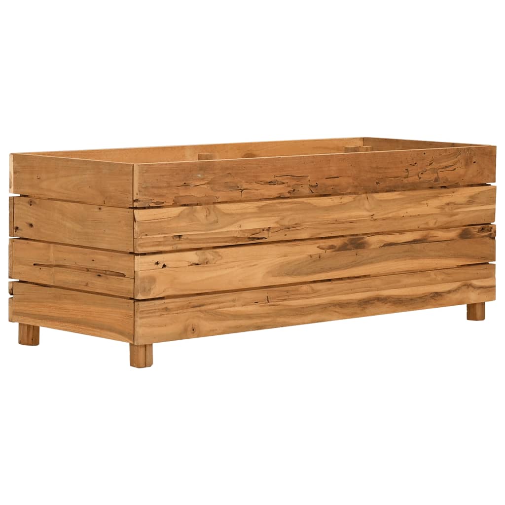 Vidaxl Arriate Elevado de Madera de Teca Reciclada y Acero - 50 X 40 X 38 Cm