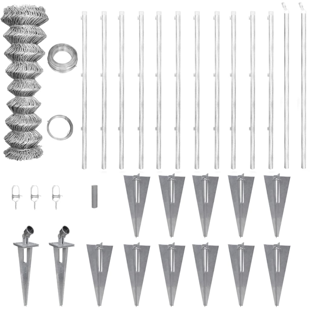 vidaXL Valla metálica con estacas postes acero galvanizado 25x1,25 m