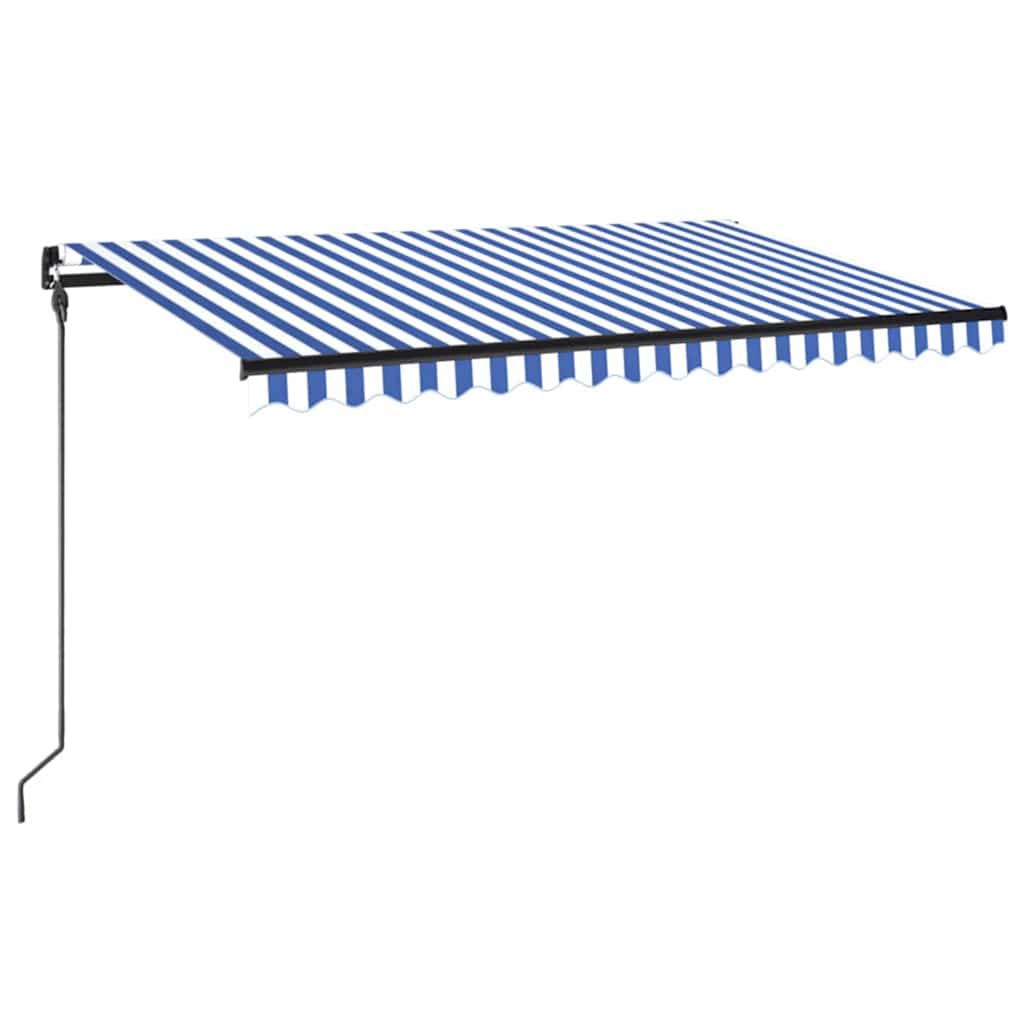 vidaXL Toldo manual retráctil con LED azul y blanco 450x300 cm