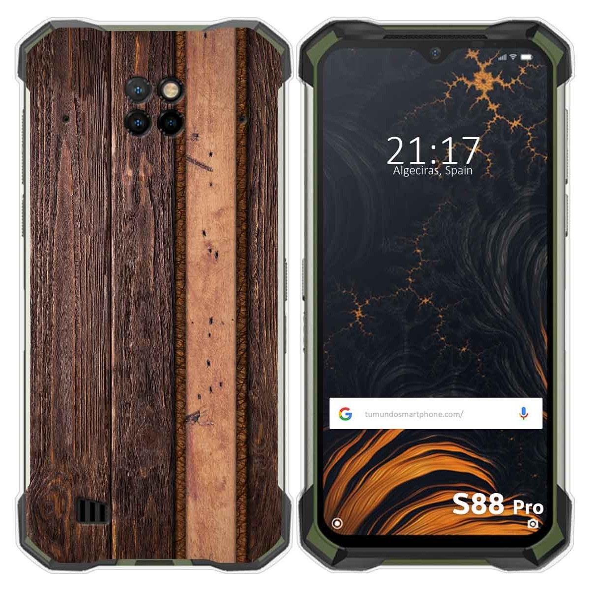 Tumundosmartphone Funda Gel Tpu para Doogee S88 diseño Madera 05 Dibujos