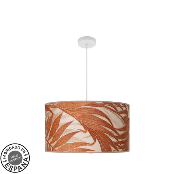 ABRILA  Colgante 3 Luces Modelo Moda Marro Con Pantalla Hojas
