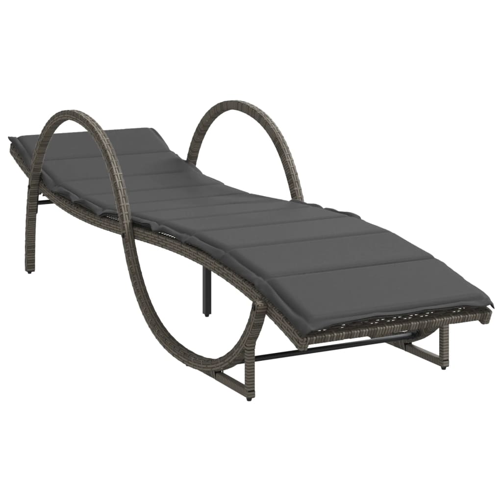 Vidaxl Tumbona Ratán Sintético 60x199x42 Cm - Negro Marrón Gris