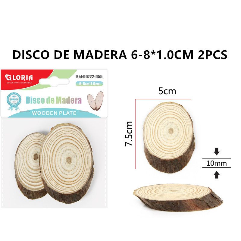 Rodajas de madera Natural para manualidades, Kit de 6-8 cm