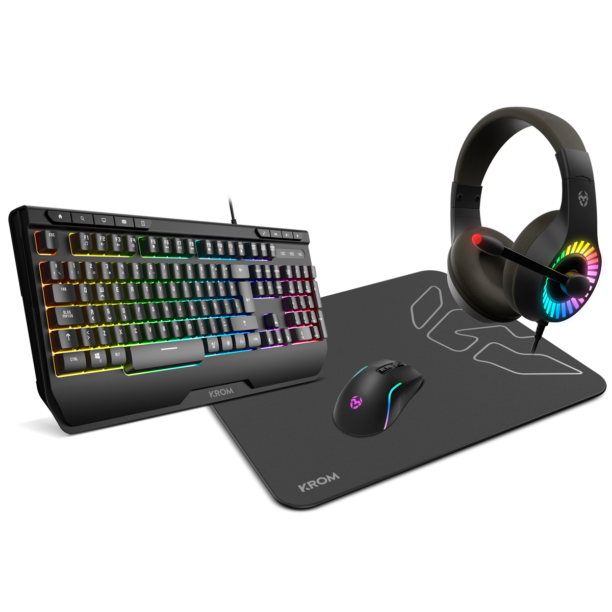 Krom Kabala Pack Gaming Inalámbrico RGB Teclado de Membrana +