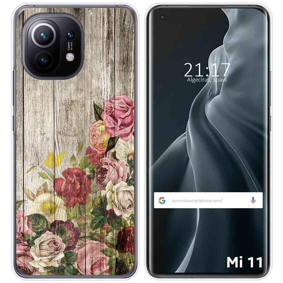 Tumundosmartphone Funda Gel Tpu para Xiaomi Mi 11 5G diseño Madera 08 Dibujos