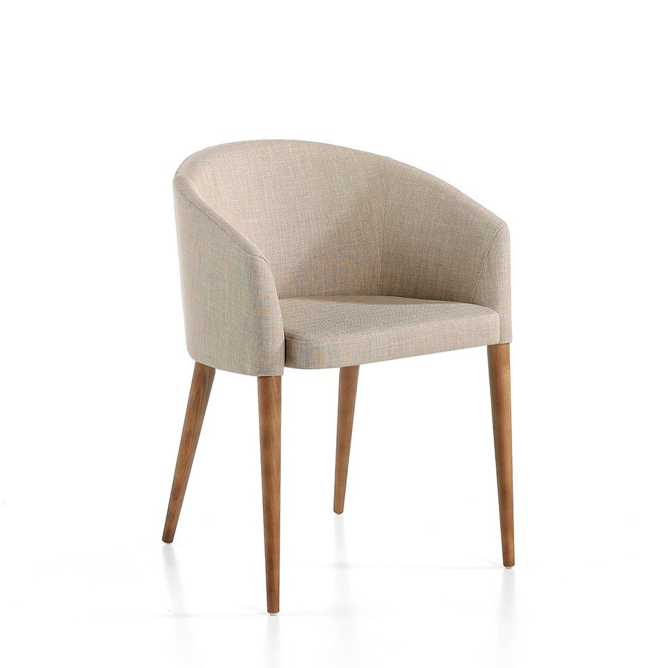 ANGEL CERDÁ 4007C Silla comedor tapizada tela , Nogal  Beige , Tela , 59 x 56 x 78 cm.