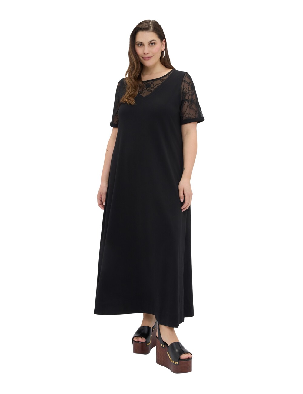 Fiorella Rubino - Vestido línea A largo con detalles florales