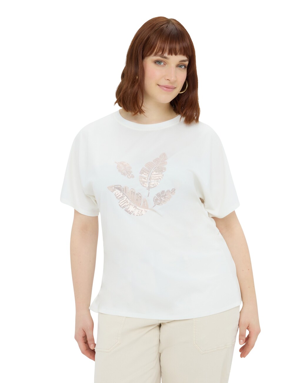 Fiorella Rubino - Camiseta de jersey con follaje de lentejuelas