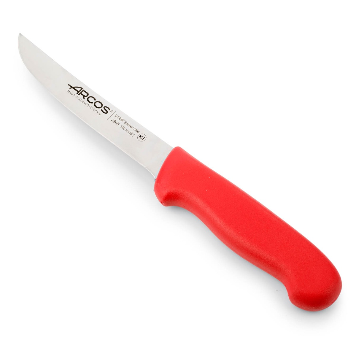 Arcos - Arcos Serie 2900 - Cuchillo Deshuesador - Hoja de Acero Inoxidable NITRUM de 160 mm - Mango inyectado en Polipropileno Color rojo