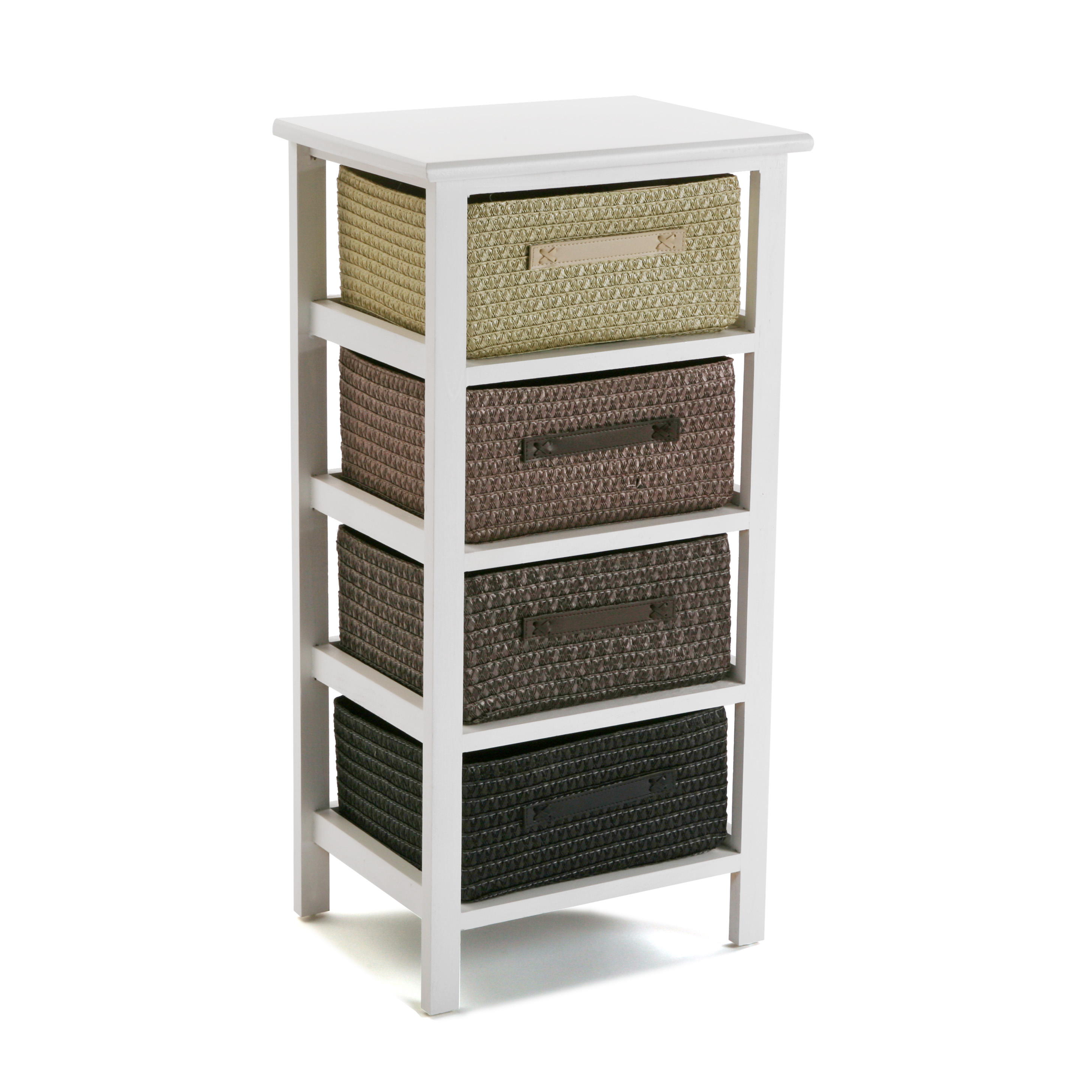Versa Gavle Mueble para el Baño Auxiliar, Cajonera con 4 cajones para organizar, Almacenaje moderno y divertido, Medidas (Al x L x An) 73 x 28 x 37 cm, Madera y Poliéster, Color Marrón