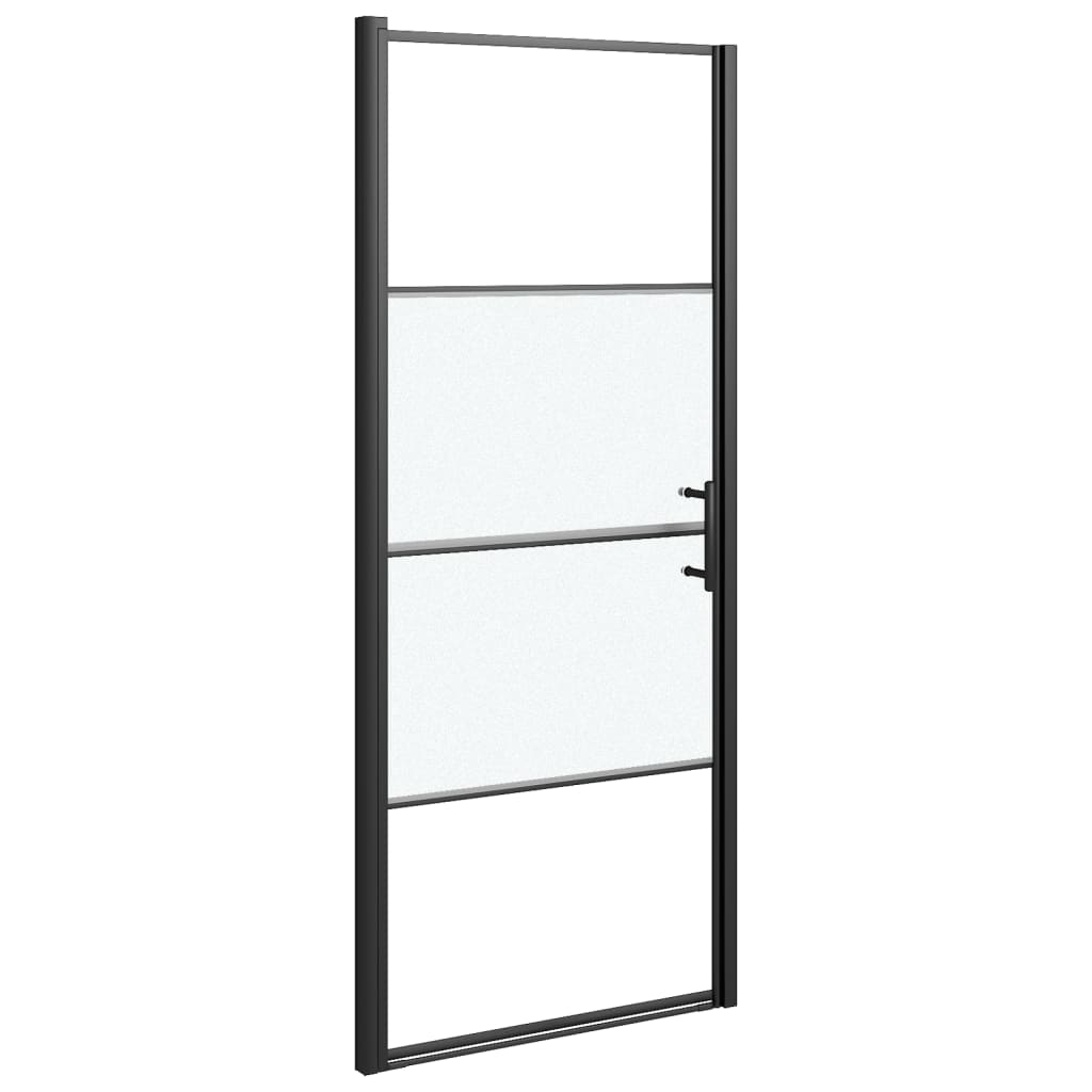 vidaXL Puerta de Ducha Vidrio Semiesmerilado Negro Baño Cabina Doméstico Aseo Dimensiones 81 x 195 cm, 100 x 178 cm, 91 x 195 cm