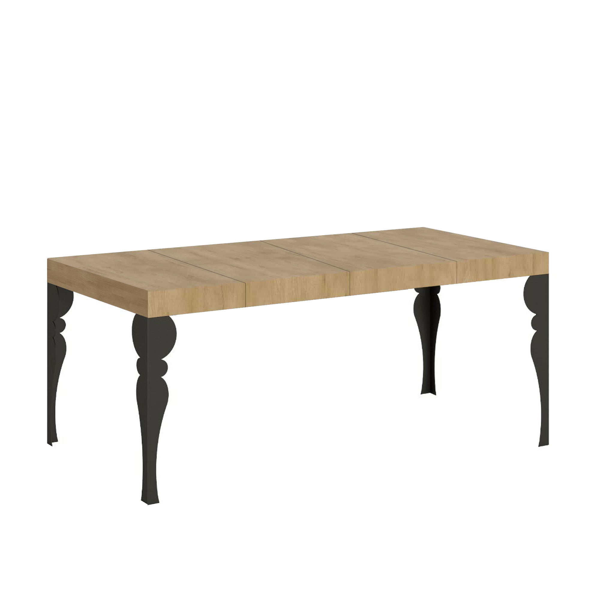 Mesa extensible 90x90/246 cm Paxon Premium Roble Nature Estructura Antracita - Itamoby