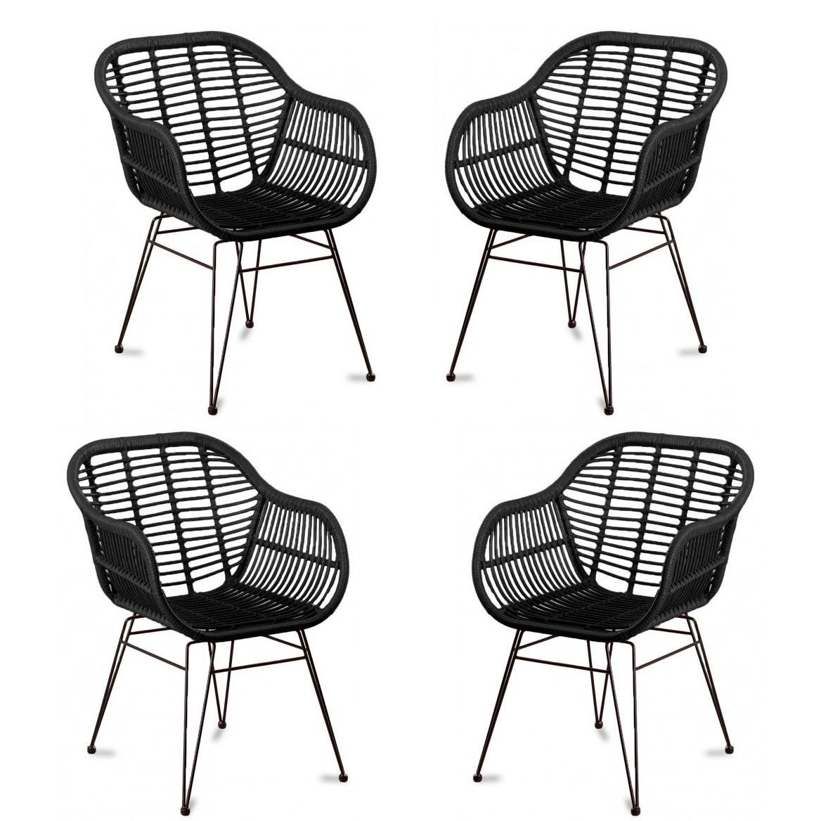 Nest Dream - Pack de 4 sillas de comedor de ratán - Midi