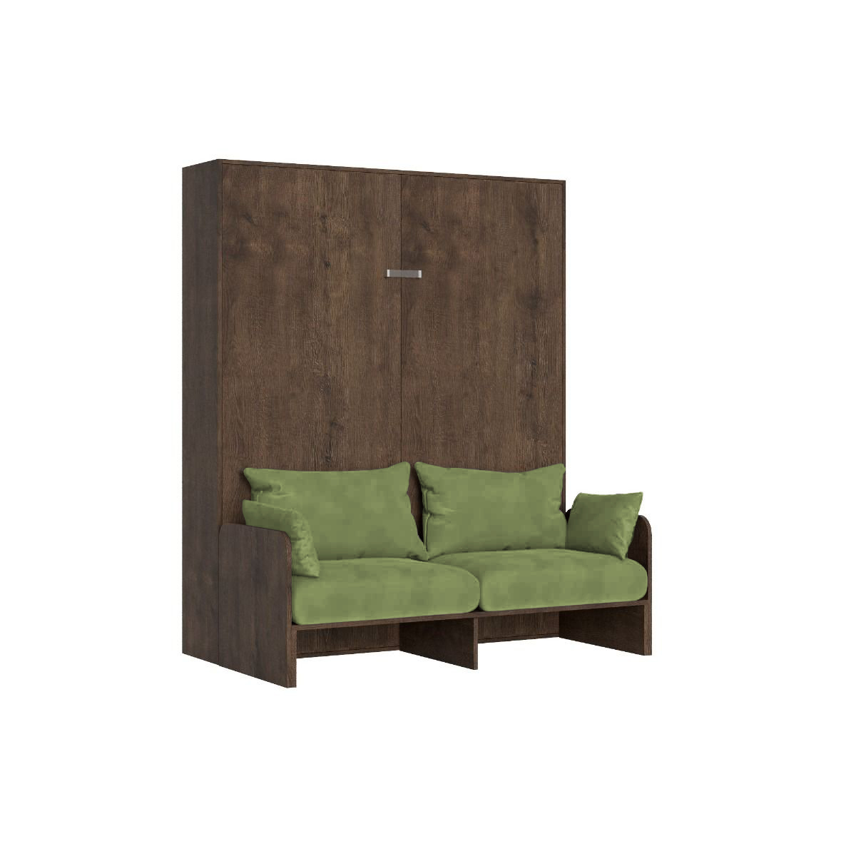 Cama doble plegable Kentaro de 160 cm con sofá de nogal, color verde - Itamoby