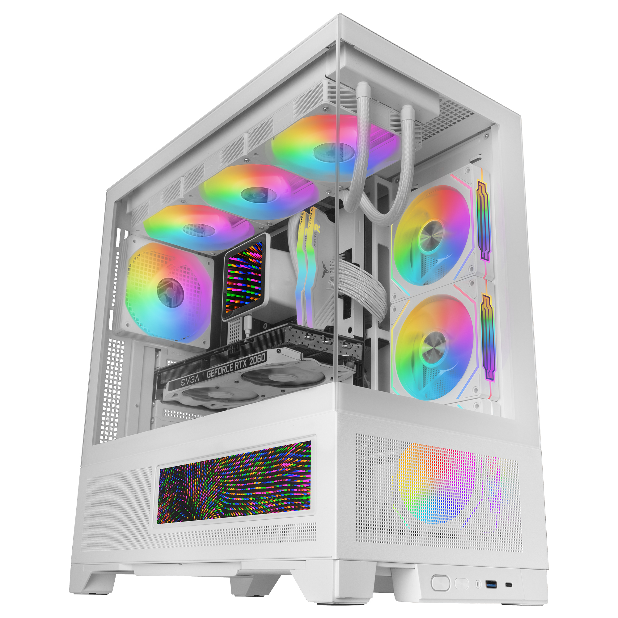 Mars Gaming MC-LCDX, Caja Gaming ATX, Pantalla IPS 9.16" Integrada y Conexión HDMI, Cristal Templado Continuo, Panel Inferior Full Mesh, Doble Cámara, Soporte Refrigeración Líquida hasta 360mm, Negro o Blanco