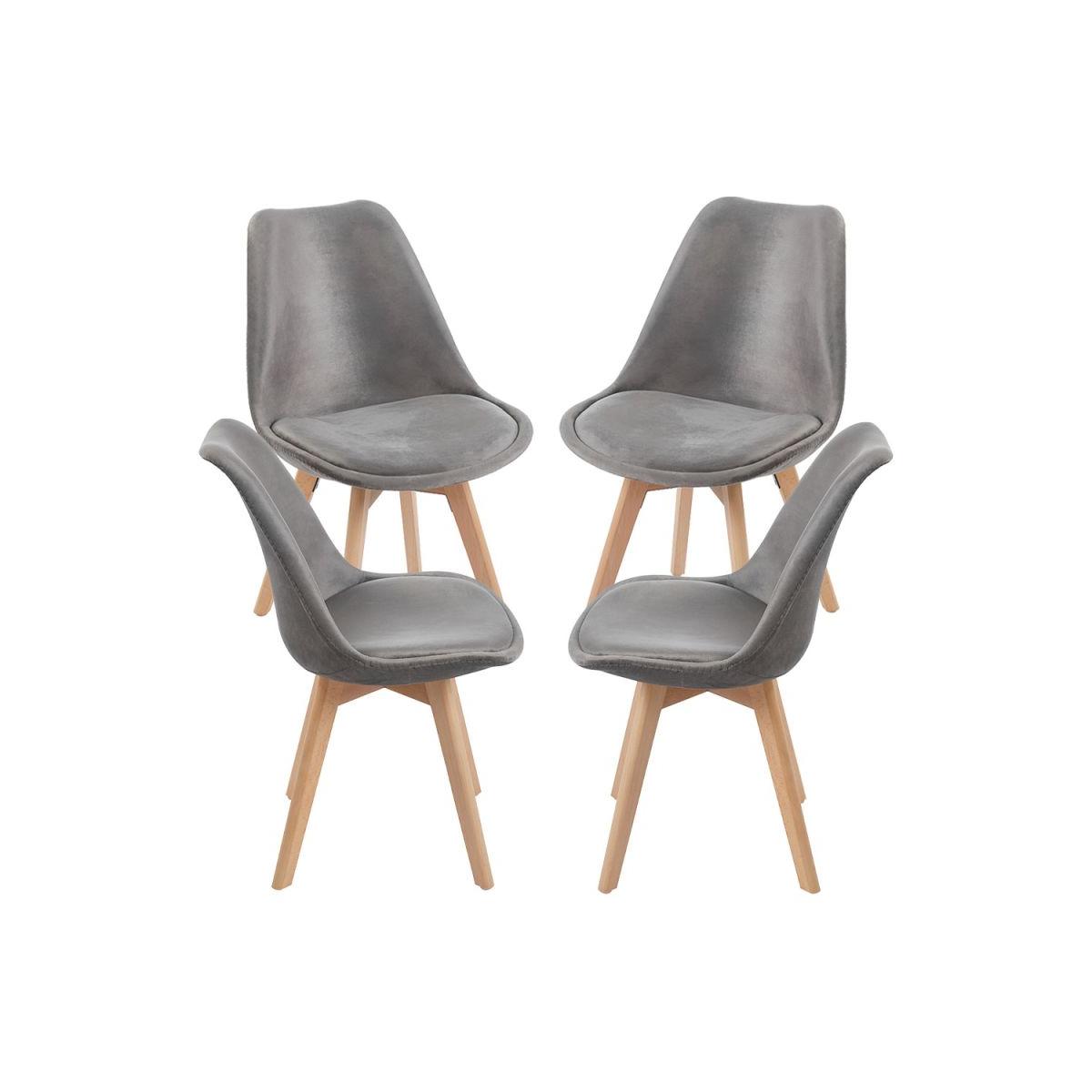 Regalos Miguel - Packs Sillas Comedor - Pack 4 Sillas Synk Terciopelo - Gris oscuro