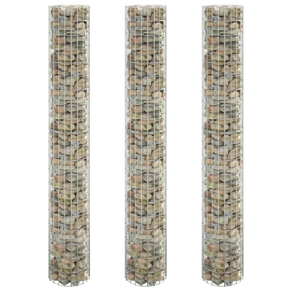 vidaXL ARRIATE GAVIONES CIRCULAR 3 UDS ACERO GALVANIZADO Ø30X200 CM