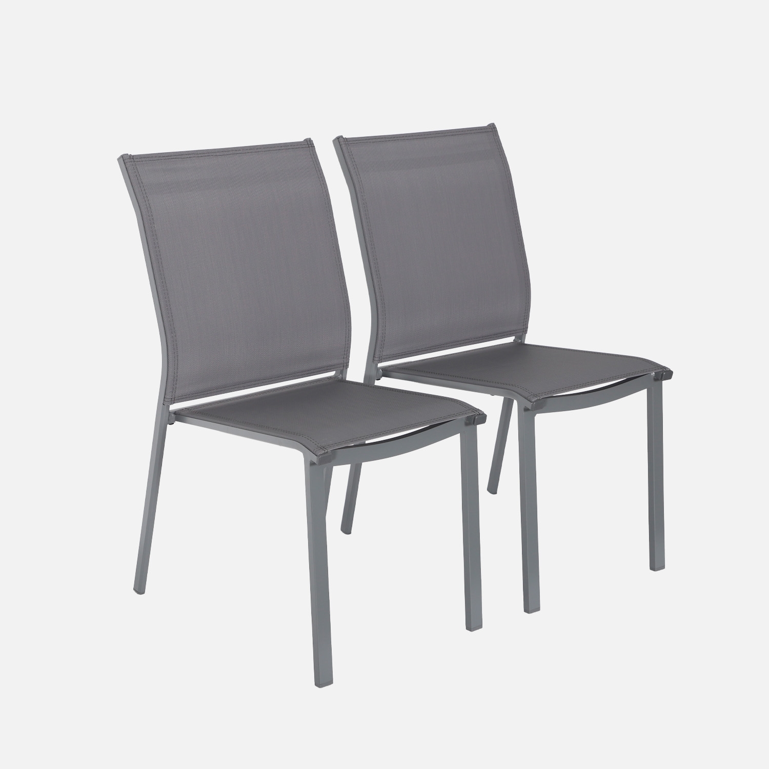 sweeek - Silla de jardín apilable de aluminio y textilene, set de 2 , Buffalo , 64x45x89