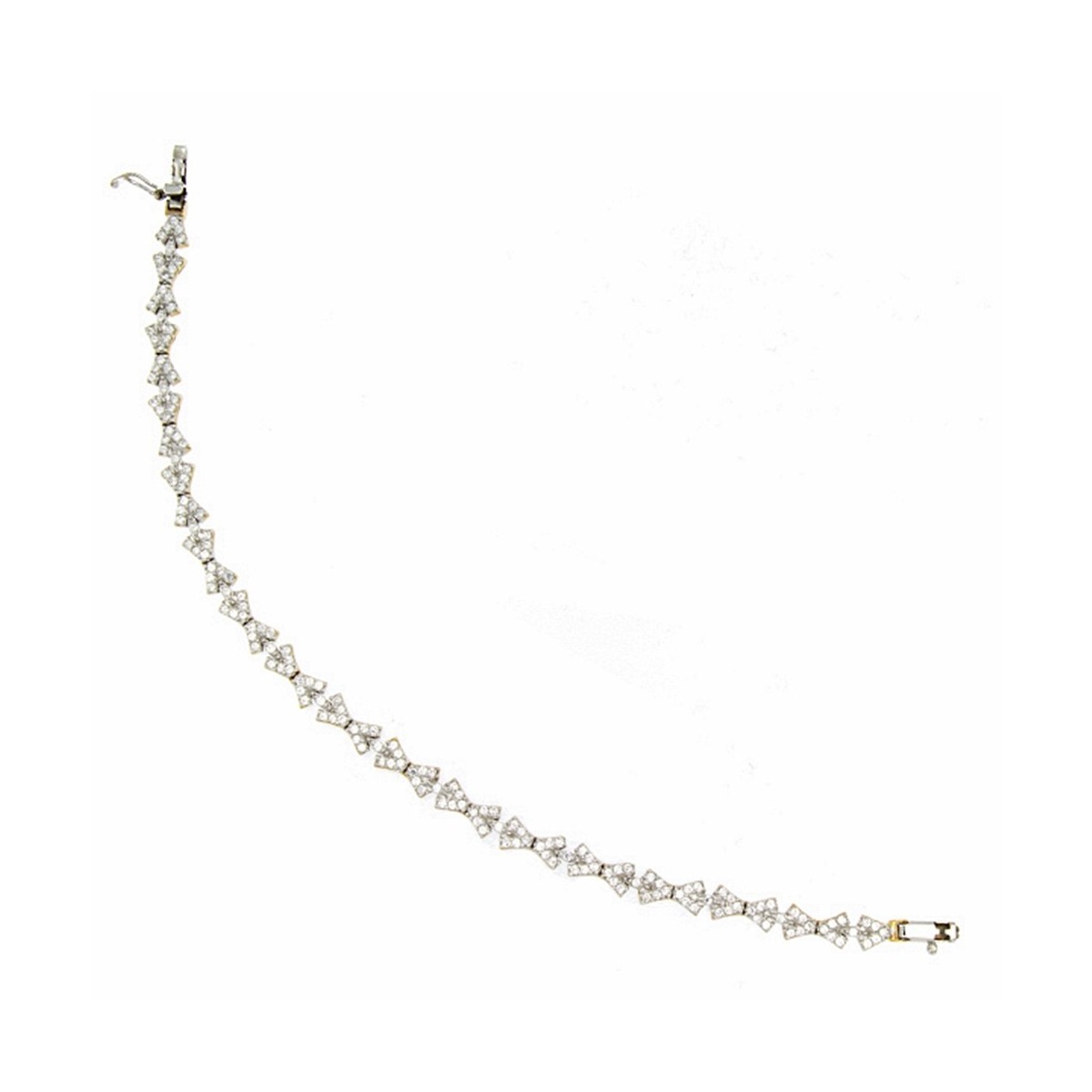 Pulsera oro 18k bicolor 19.5cm. circonitas