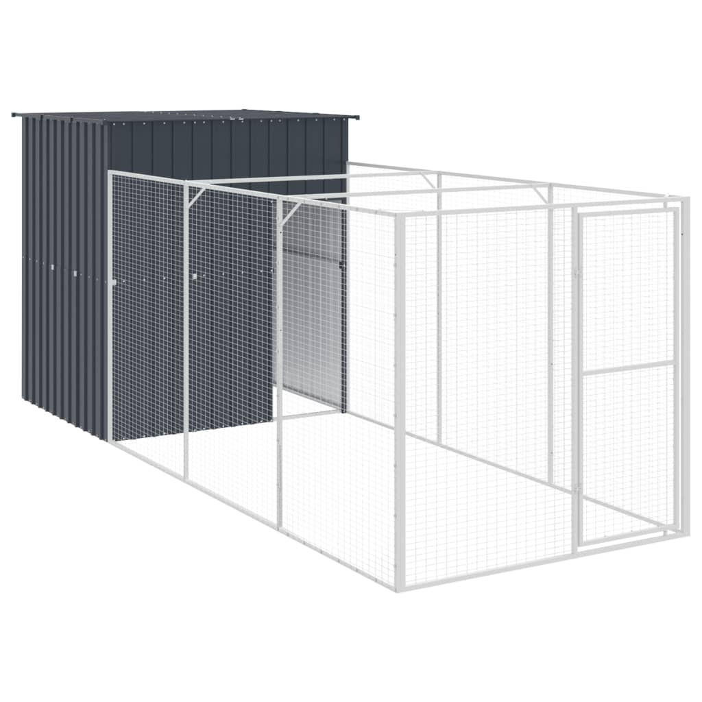 vidaXL Caseta de Perros con Corral Jaula para Mascotas Perrera Acero Galvanizado