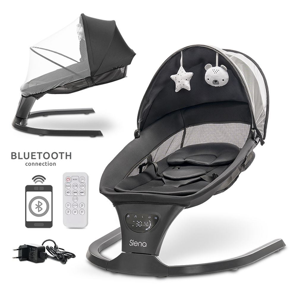 Silla Columpio Eléctrica SIENA para Bebés con 5 Posiciones de Balanceo, Panel Musical y Control por Mando