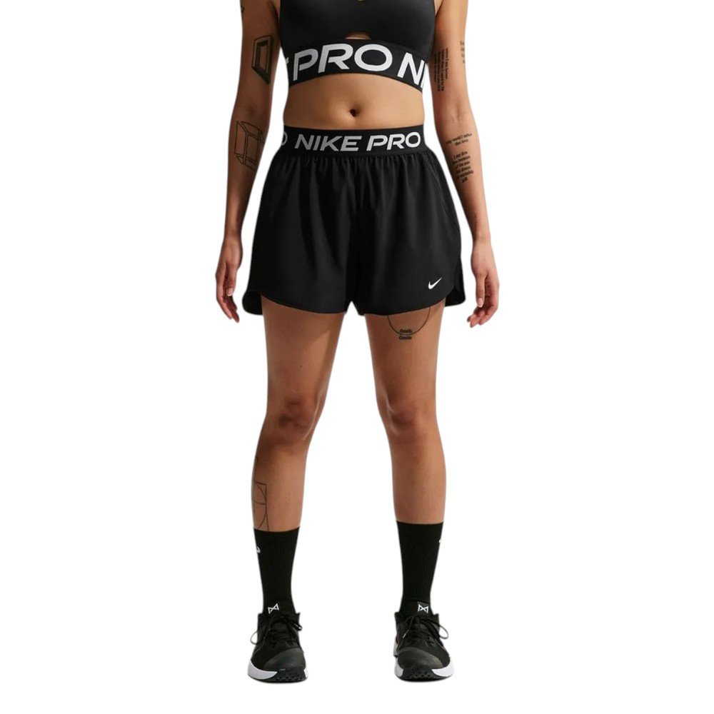 Short Nike Pro Dri Fit Mid Rise Brief Lined 3" Woven Shorts Negro Iq0784-010 Mujer Pantalones Cortos Training Nike Pro