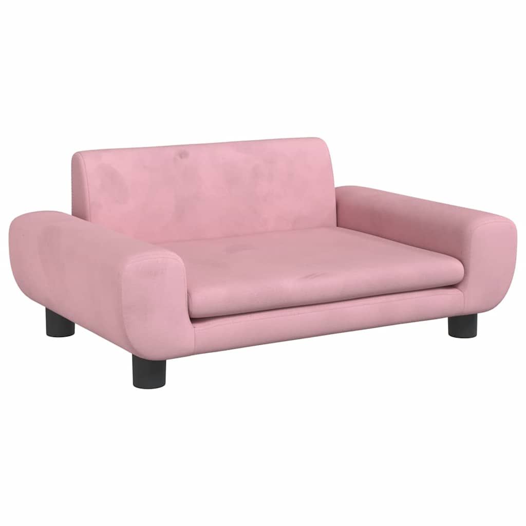 vidaXL Sofá para niños de terciopelo 70x45x33 cm en color Rosa/Gris claro/Marrón y más