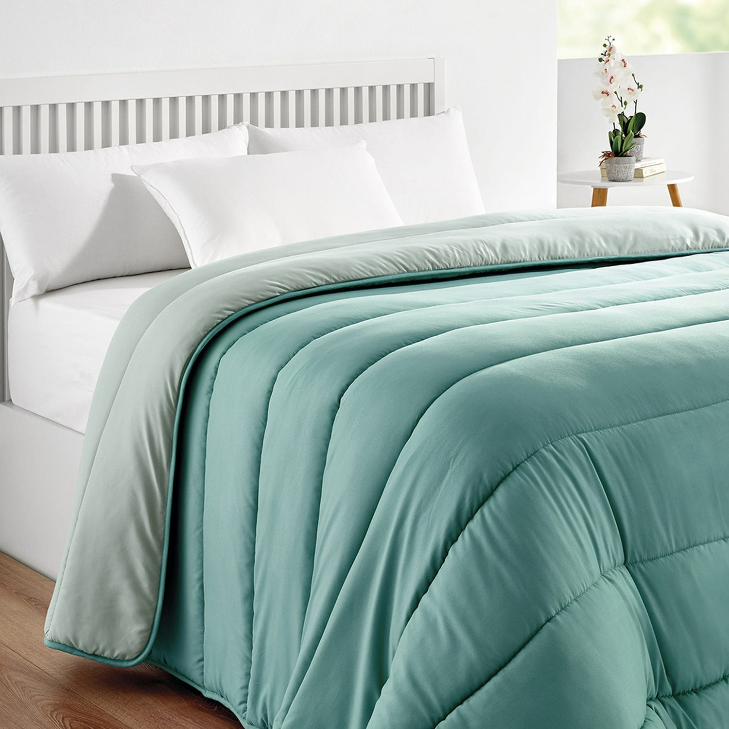 Edredón De Fibra Pikolin Home Relleno Nórdico Bicolor Reversible Para Otoño / Invierno 300gr Verde Oscuro Hipoalergénico Y Transpirable - TU CAMA